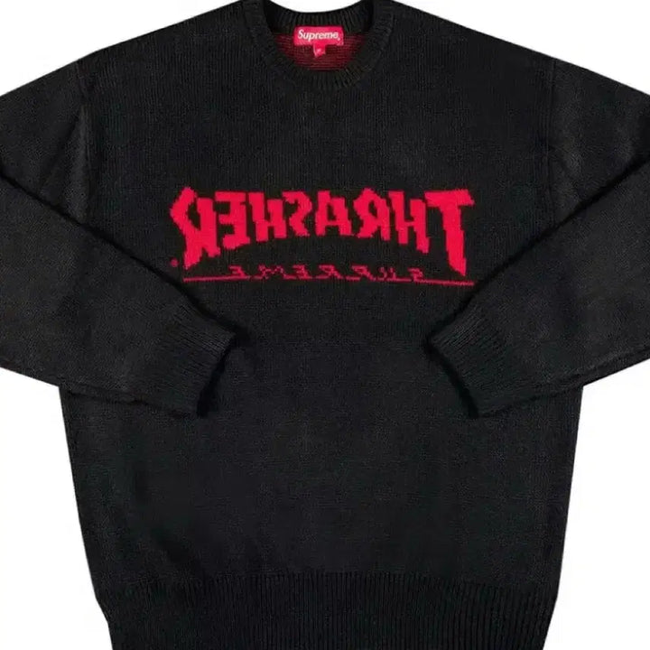 [BUNJANG] Supreme x Thrasher Knit Sweater Black / 슈프림 x 트레셔 니트 블랙