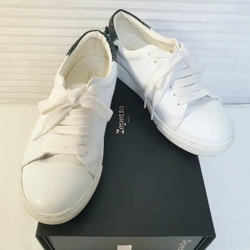 [BUNJANG] Glitter White Leather Sneakers / (230)넘 이쁜 글리터  화이트가죽 스니커즈