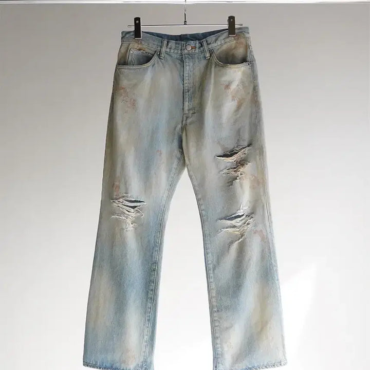 [BUNJANG] Anselm Crash Damage Denim Pants / 안셀름 크래쉬 데미지 슈컷 데님 팬츠