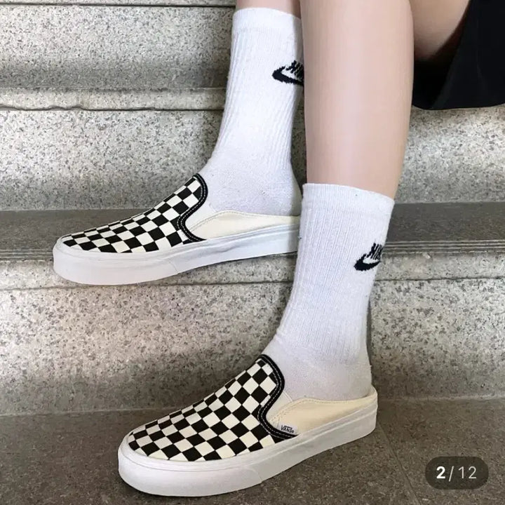 [BUNJANG] Vans Check Slip-On Mule - Black Shoes / 반스 체크슬립온 뮬 박스포함 여주아울렛