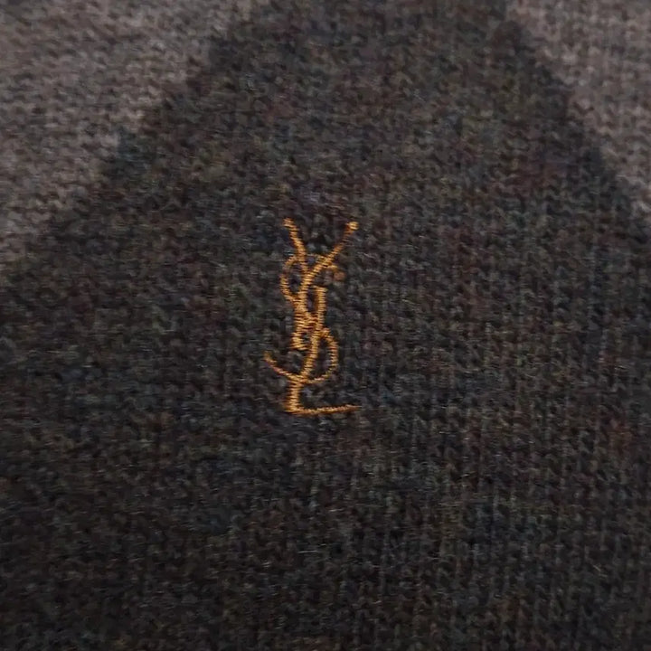 [BUNJANG] Saint Laurent Argyle Check Knit Polo / 입생로랑 아가일 체크 카라 니트