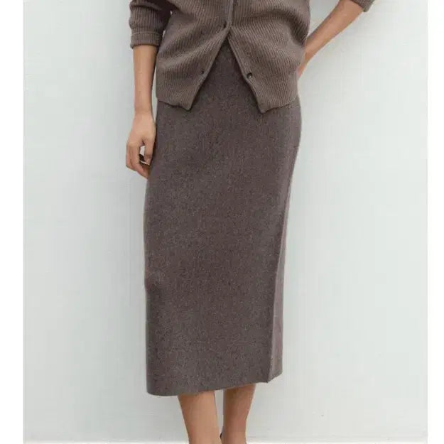 [BUNJANG] ROWE Cashmere Knit Cocoa Skirt / (새상품) ROWE 로웨 캐시미어 니트 스커트 코코아