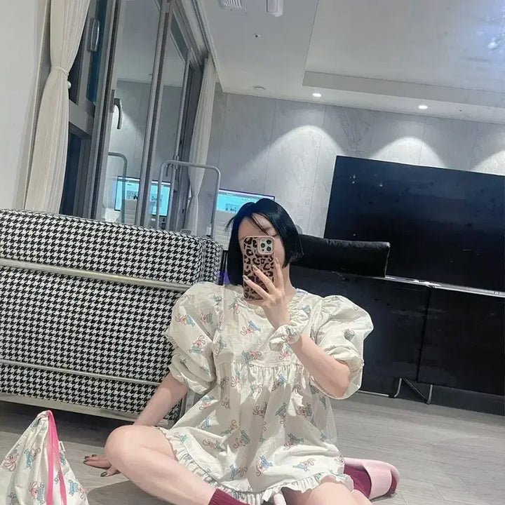[BUNJANG] Toggengi Pajamas Set with Pouch and Hair Scrunchie / 토깽이잠옷 3set 파우치 헤어슈슈 (2color)