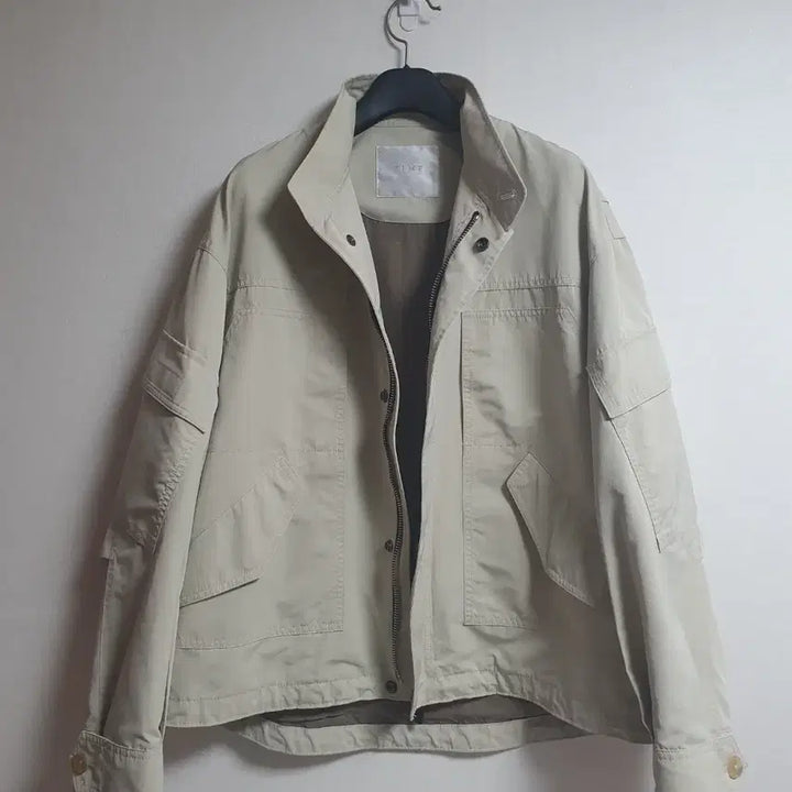 [BUNJANG] TIME Oversized Blouson Zip Jacket Beige (95) / 타임 TIME 오버핏 블루종 집업 자켓 베이지 95