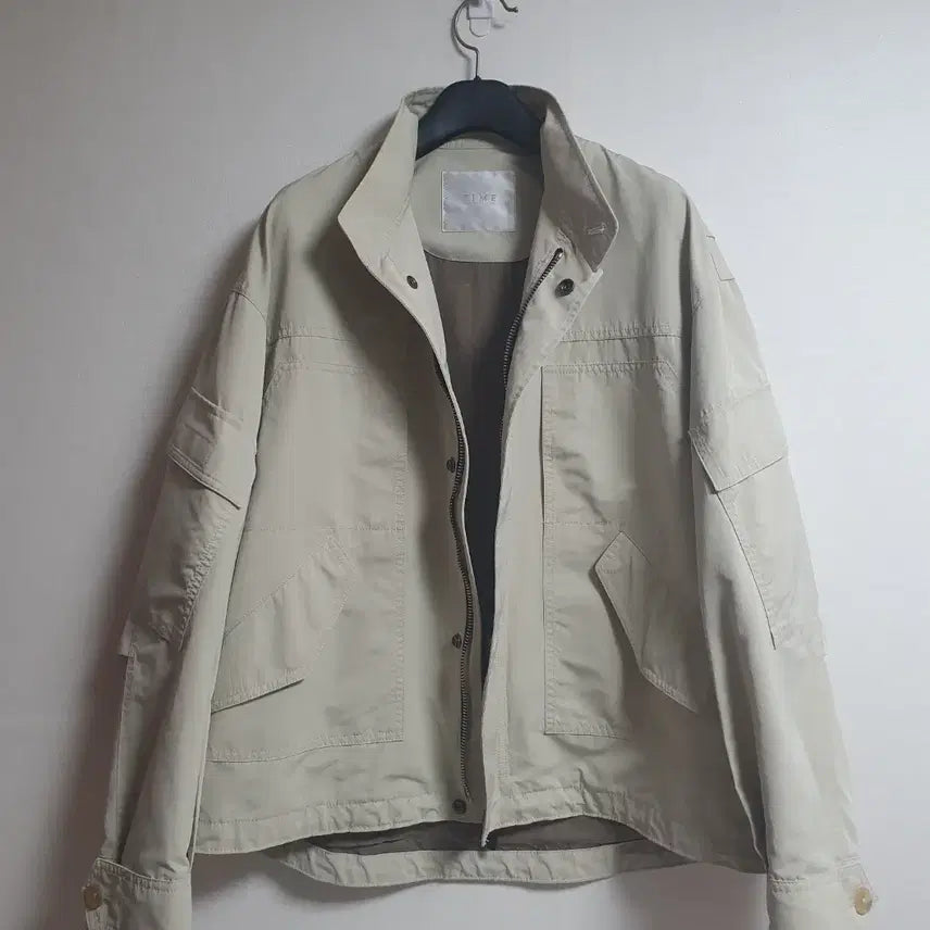 [BUNJANG] TIME Oversized Blouson Zip Jacket Beige (95) / 타임 TIME 오버핏 블루종 집업 자켓 베이지 95