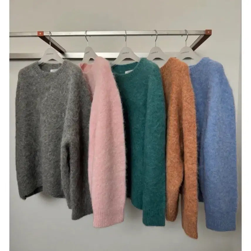 [BUNJANG] London Flat Gray and Blue Alpaca Knit Sweater / 런던플랫 그레이, 블루 알파카 니트