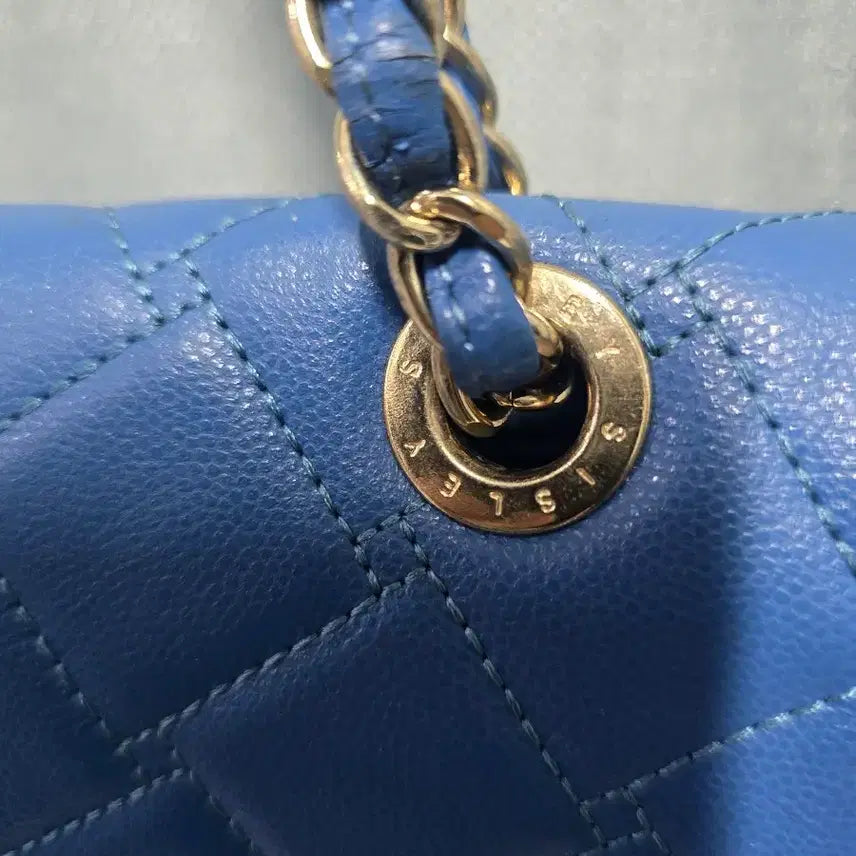 [BUNJANG] Sisley Blue Leather Chain Bag / 시슬리 블루 가죽 체인백