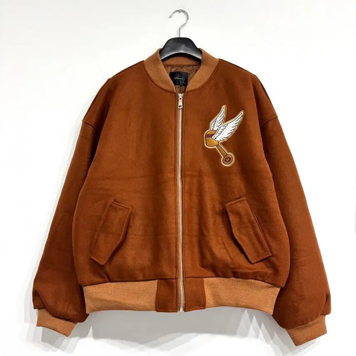 [BUNJANG] Suede Patch Quilted Varsity Jacket / [새상품] 스웨이드 패치 누빔 바시티점퍼