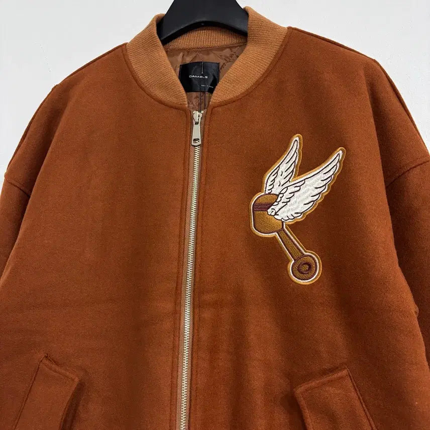 [BUNJANG] Suede Patch Quilted Varsity Jacket / [새상품] 스웨이드 패치 누빔 바시티점퍼