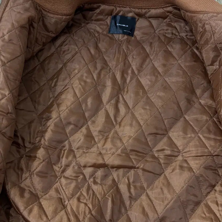 [BUNJANG] Suede Patch Quilted Varsity Jacket / [새상품] 스웨이드 패치 누빔 바시티점퍼