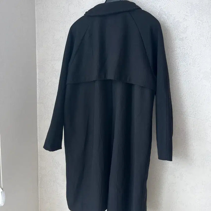 [BUNJANG] Black Double-Breasted Long Coat / 블랙 더블 버튼 롱 코트