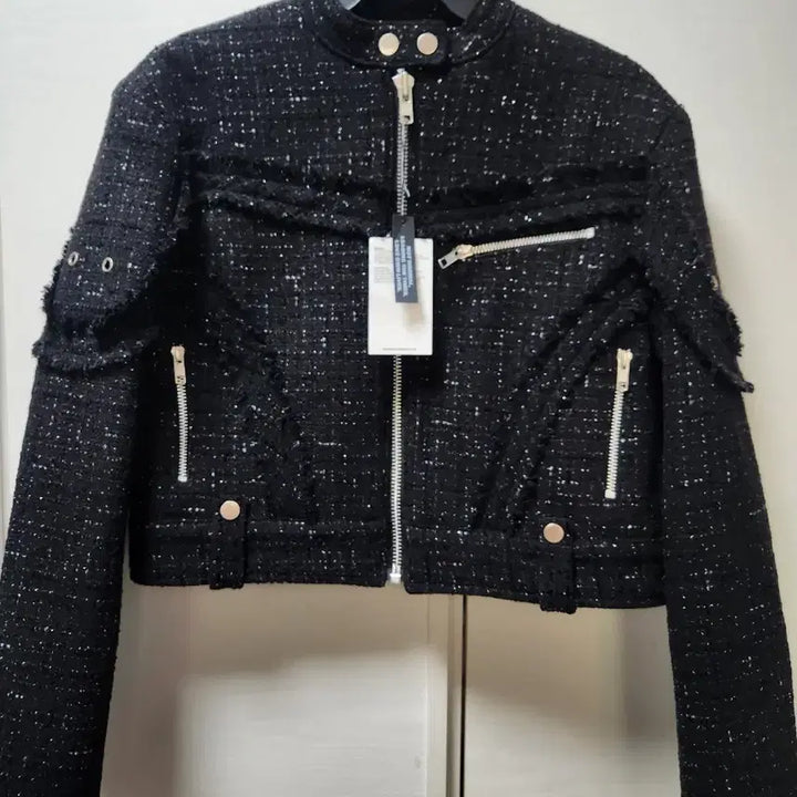 [BUNJANG] NotKnowing Shine Tweed Moto Jacket / #새상품# 낫노잉 샤인 트위드 모토 자켓