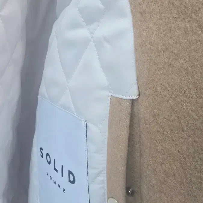 [BUNJANG] Solid Homme Beige Stadium Jacket / 솔리드옴므 베이지 야구 점퍼 스타디움 자켓 46(95)