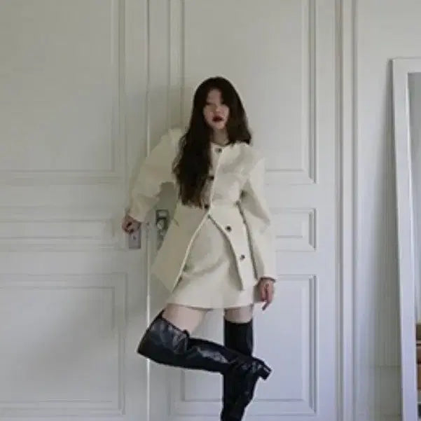 [BUNJANG] Freckle Alpaca Jacket & Skirt Set (S) / 프레클 노카라알파카자켓+스커트(s) 셋업