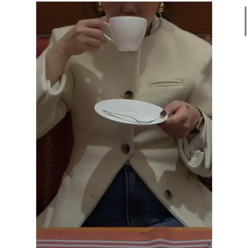 [BUNJANG] Freckle Alpaca Jacket & Skirt Set (S) / 프레클 노카라알파카자켓+스커트(s) 셋업