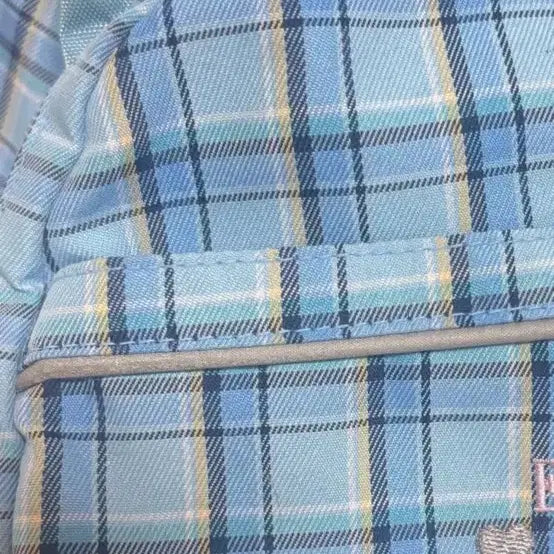 [BUNJANG] Sky Blue Angel Dot Check Elle Vintage Backpack / 스카이블루 엔젤 도트 체크 엘르 빈티지 백팩 모리걸