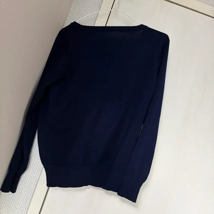 [BUNJANG] Navy V-neck Semi-Crop Cardigan / 세미크롭 네이비 브이넥 가디건 m
