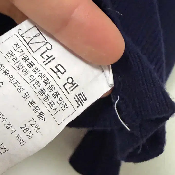 [BUNJANG] Navy V-neck Semi-Crop Cardigan / 세미크롭 네이비 브이넥 가디건 m