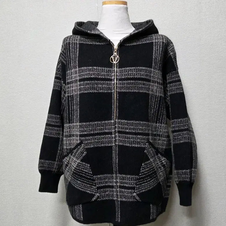 [BUNJANG] Women's Knit Hooded Zip-Up Jacket / 여성 니트 후드집업