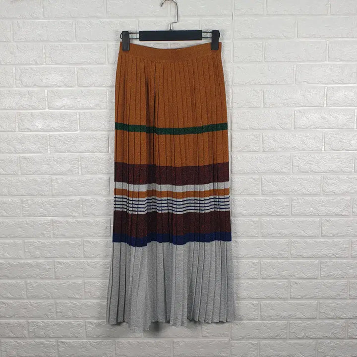 [BUNJANG] Juicy Judy Knit Pleated Long Skirt / [28]쥬시쥬디 니트 플리츠 롱 스커트