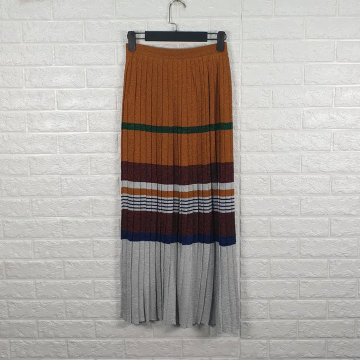 [BUNJANG] Juicy Judy Knit Pleated Long Skirt / [28]쥬시쥬디 니트 플리츠 롱 스커트