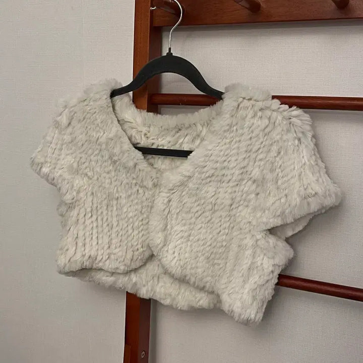 [BUNJANG] Vintage Rabbit Fur Cropped Cardigan / 일본 빈티지 래빗 퍼 크롭 가디건