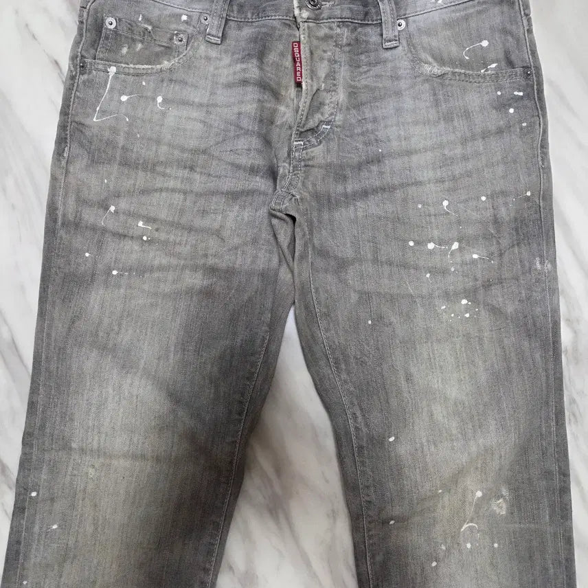 [BUNJANG] Dsquared2 Gray Painting Slim Denim Pants / 디스퀘어드 그레이 페인팅 슬림 데님팬츠