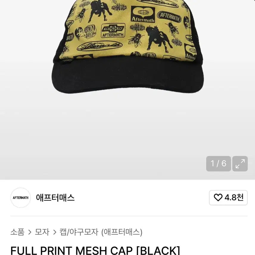 [BUNJANG] Aftermath Mesh Baseball Cap / 애프터매스 매쉬 볼캡 블랙 모자