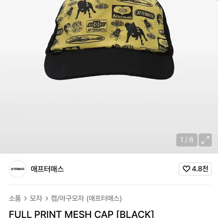 [BUNJANG] Aftermath Mesh Baseball Cap / 애프터매스 매쉬 볼캡 블랙 모자