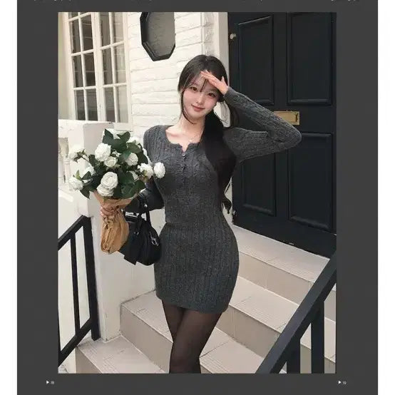 [BUNJANG] Knit Ribbed Mini Dress / 정가5 / 핏대박 니트 골지짜임 미니원피스