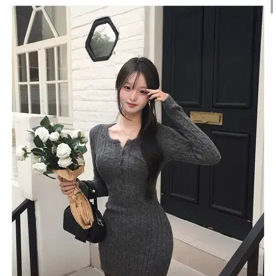 [BUNJANG] Knit Ribbed Mini Dress / 정가5 / 핏대박 니트 골지짜임 미니원피스