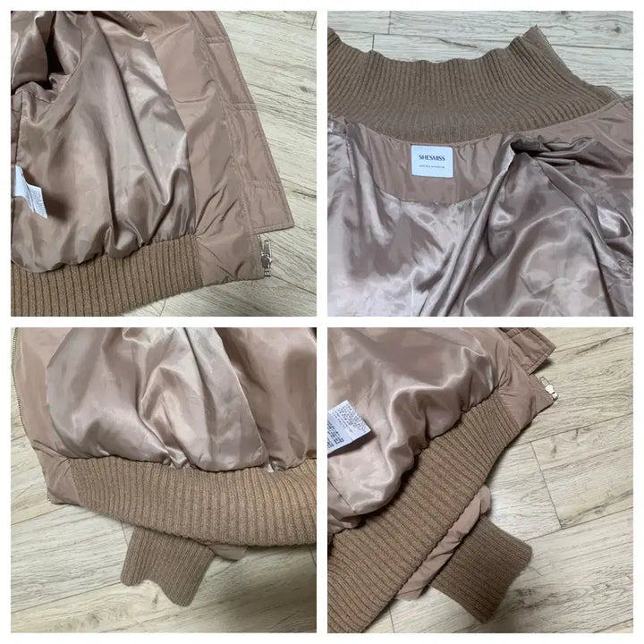 [BUNJANG] Beige High-Neck Knit & Short Down Padded Jumper / 베이지 니트하이넥,카라 숏다운패딩 점퍼