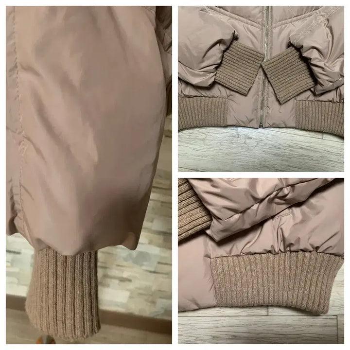 [BUNJANG] Beige High-Neck Knit & Short Down Padded Jumper / 베이지 니트하이넥,카라 숏다운패딩 점퍼