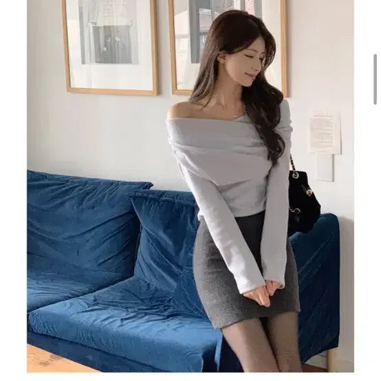 [BUNJANG] Sora Off-Shoulder Long Sleeve Top / 정가3.5 / 소라 오프숄더