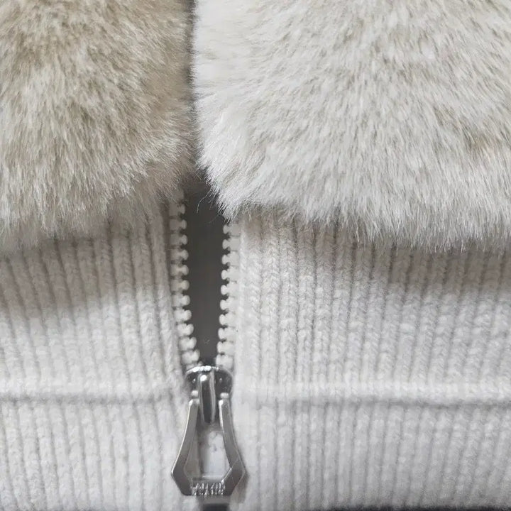 [BUNJANG] Lanvin Fur Knit Ivory Jacket / 랑방 퍼 니트  아이보리자켓