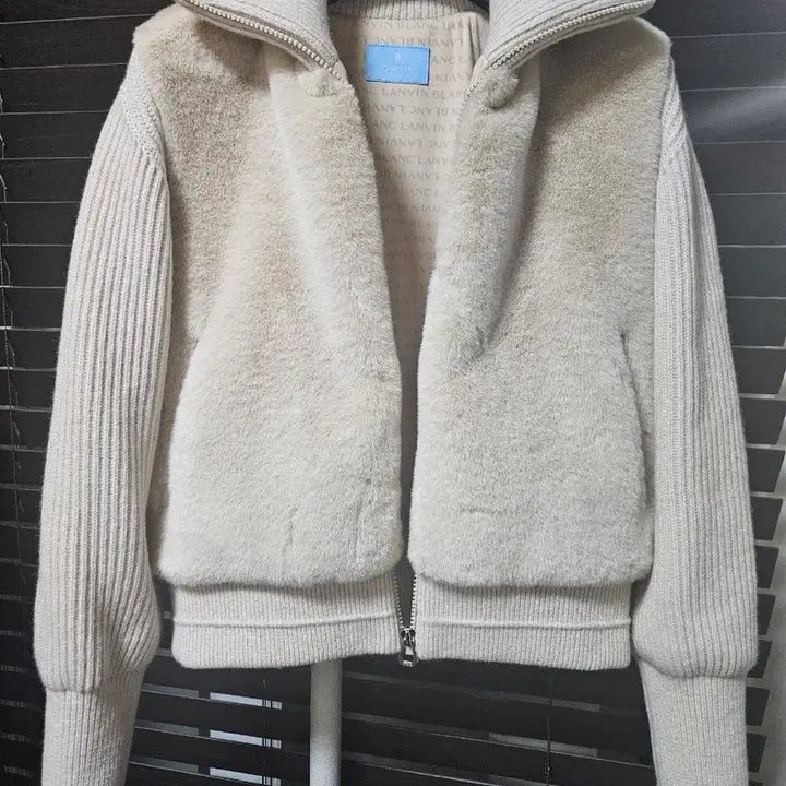 [BUNJANG] Lanvin Fur Knit Ivory Jacket / 랑방 퍼 니트  아이보리자켓