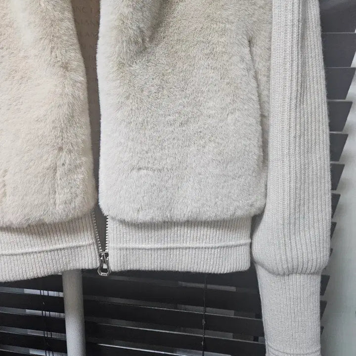 [BUNJANG] Lanvin Fur Knit Ivory Jacket / 랑방 퍼 니트  아이보리자켓
