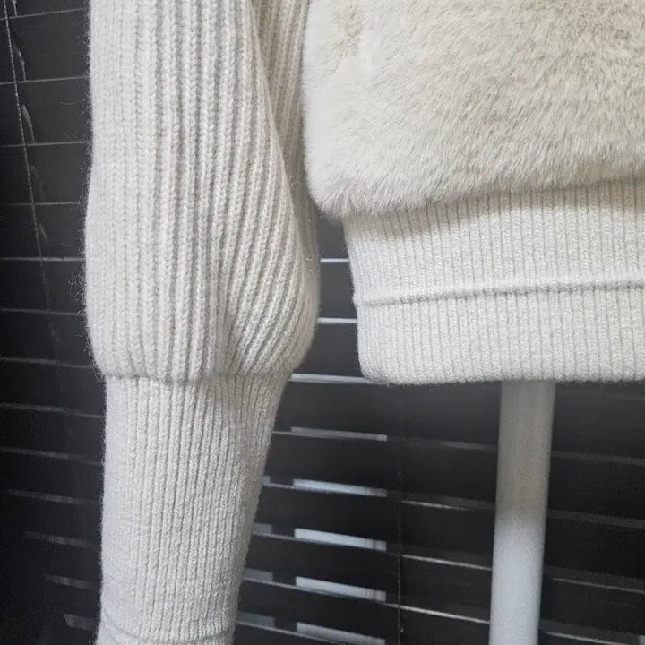 [BUNJANG] Lanvin Fur Knit Ivory Jacket / 랑방 퍼 니트  아이보리자켓