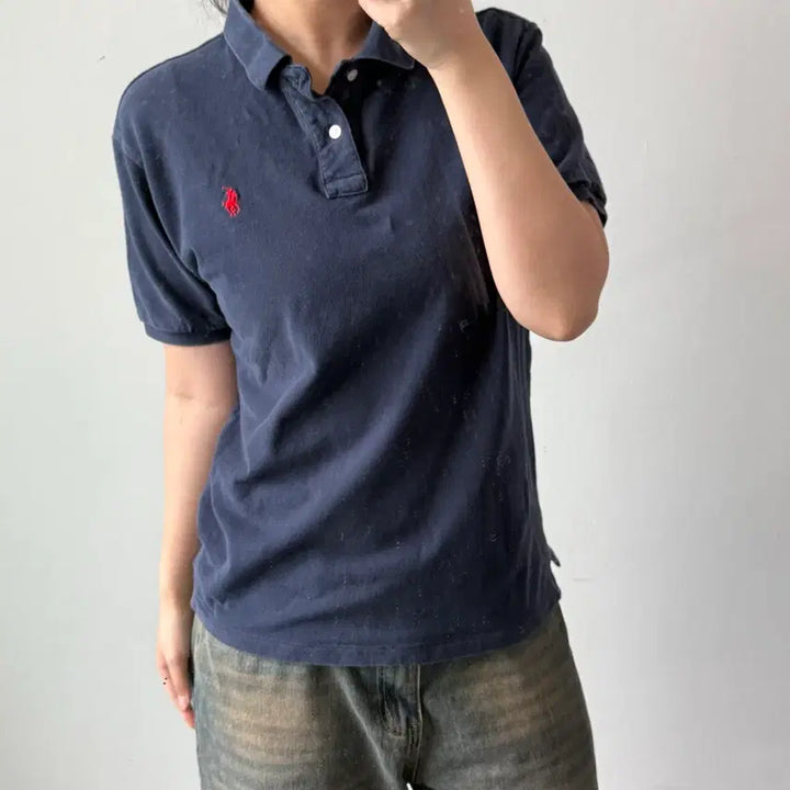 [BUNJANG] Polo Custom Fit Navy Polo Shirt / [L] 폴로 커스텀핏 네이비 카라티