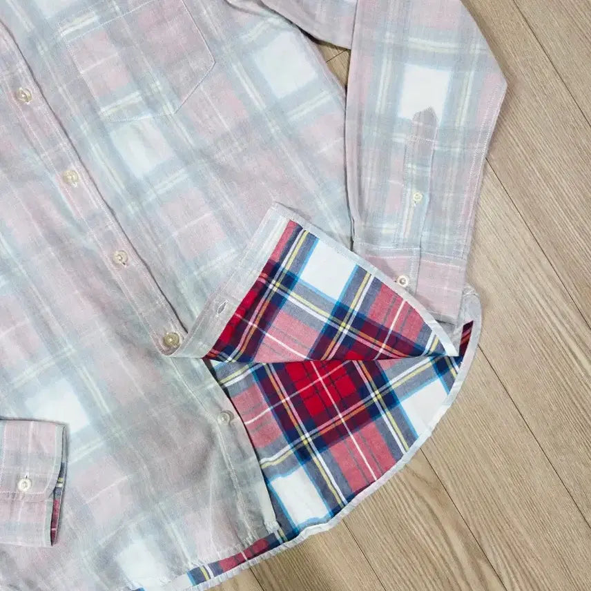 [BUNJANG] Beams Red Check Back Side Fabric Casual Shirt / 빔즈 레드 체크 백 사이드 원단 캐쥬얼 셔츠