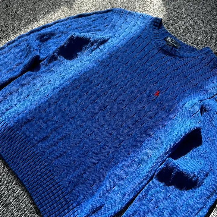 [BUNJANG] Polo Ralph Lauren Blue Cotton Cable Knit Sweater / 폴로 랄프로렌 블루 코튼 케이블 니트
