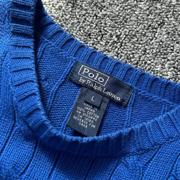 [BUNJANG] Polo Ralph Lauren Blue Cotton Cable Knit Sweater / 폴로 랄프로렌 블루 코튼 케이블 니트
