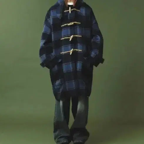 [BUNJANG] Main Booth Oversized Check Duffle Coat / 메인부스 오버사이즈 체크 더플코트 2사이즈