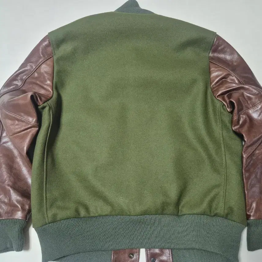 [BUNJANG] Natural Leather Fabric Combo Bomber Jacket / 천연가죽 직물 콤비 봄버 자켓 야구잠바 점퍼