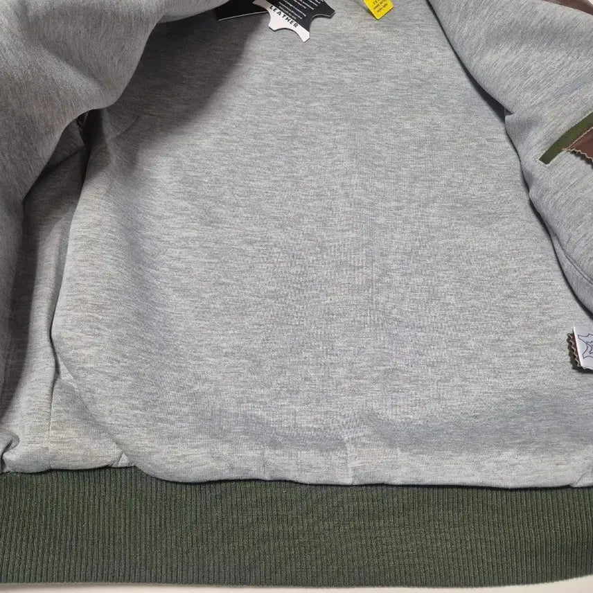 [BUNJANG] Natural Leather Fabric Combo Bomber Jacket / 천연가죽 직물 콤비 봄버 자켓 야구잠바 점퍼