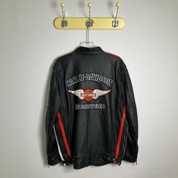 [BUNJANG] Harley Davidson Logo Patch Leather Biker Jacket 3XL / 할리데이비슨 로고 패치 레더 바이커 자켓 3XL