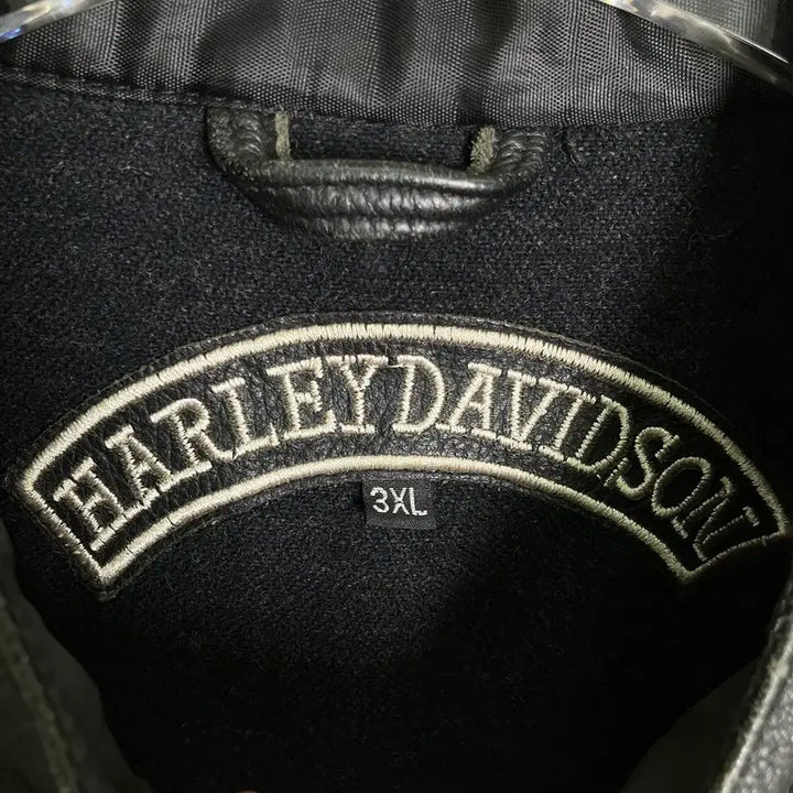 [BUNJANG] Harley Davidson Logo Patch Leather Biker Jacket 3XL / 할리데이비슨 로고 패치 레더 바이커 자켓 3XL