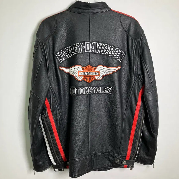 [BUNJANG] Harley Davidson Logo Patch Leather Biker Jacket 3XL / 할리데이비슨 로고 패치 레더 바이커 자켓 3XL