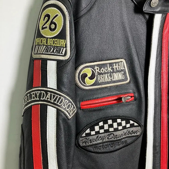 [BUNJANG] Harley Davidson Logo Patch Leather Biker Jacket 3XL / 할리데이비슨 로고 패치 레더 바이커 자켓 3XL