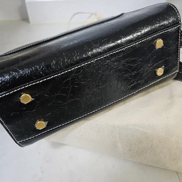 [BUNJANG] Ostka Black Leather Tote Bag / 오스트카카 블랙 레더 토트백 + 스트랩